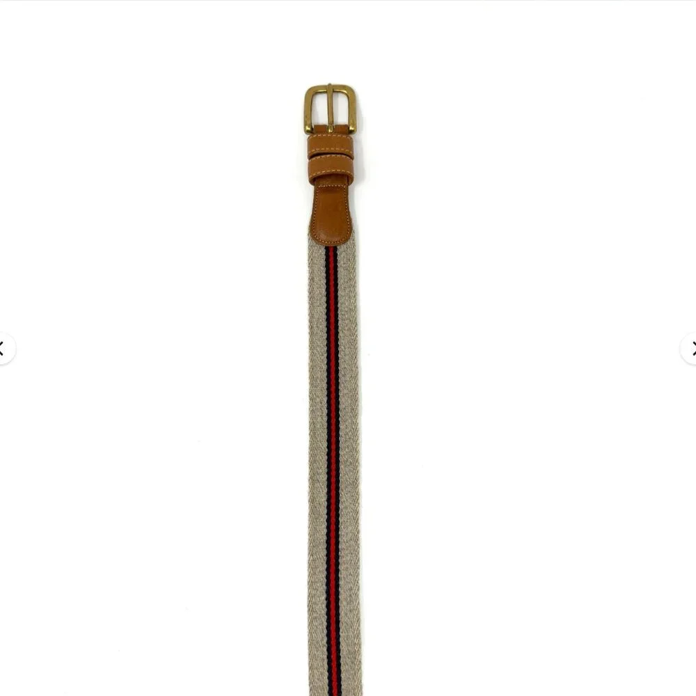 Coach Surcingle Belt Wool Webbing Leather Trim Brass Buckle‎ 28